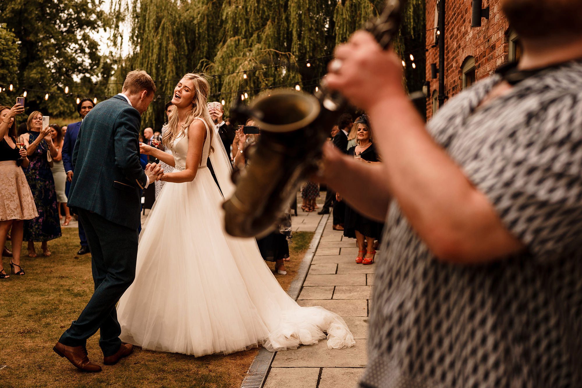 Documentary style wedding photograph with natural reactions