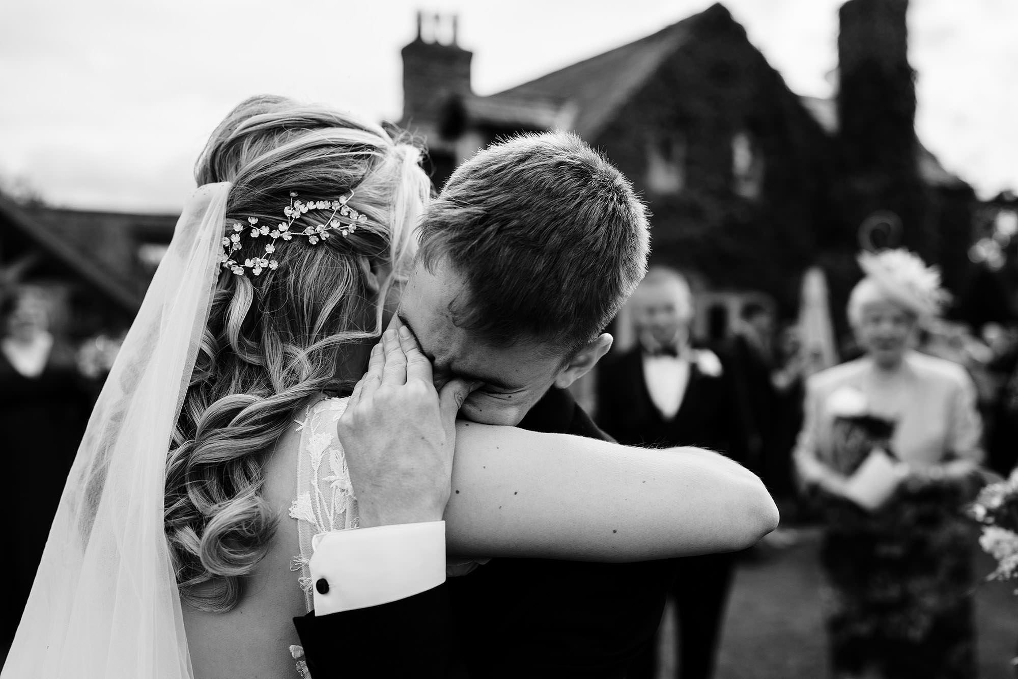 Wedding guest crying during a documentary style moment at Scarlet Hall