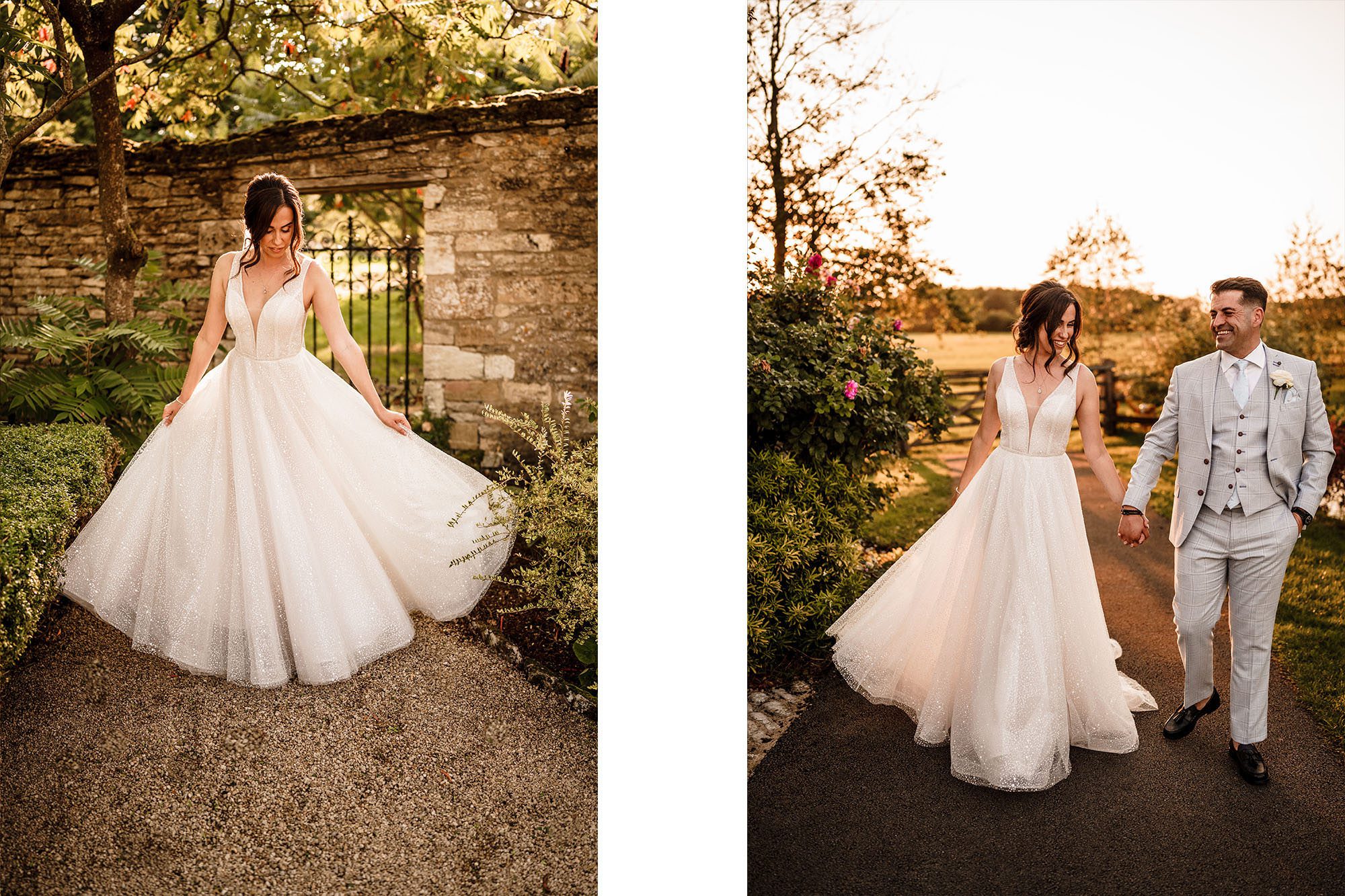 Bride and groom portrait at Caswell House in the Cotswolds