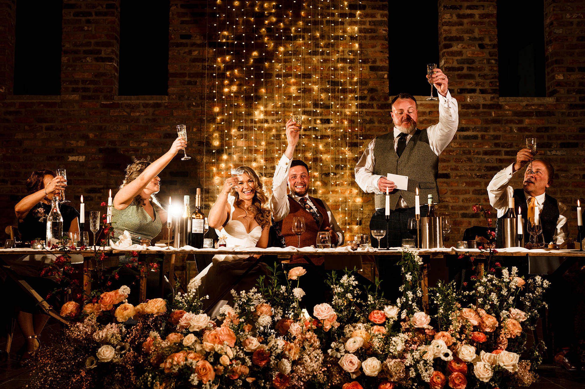 Wedding speeches taking place during a stylish Cotswolds wedding breakfast