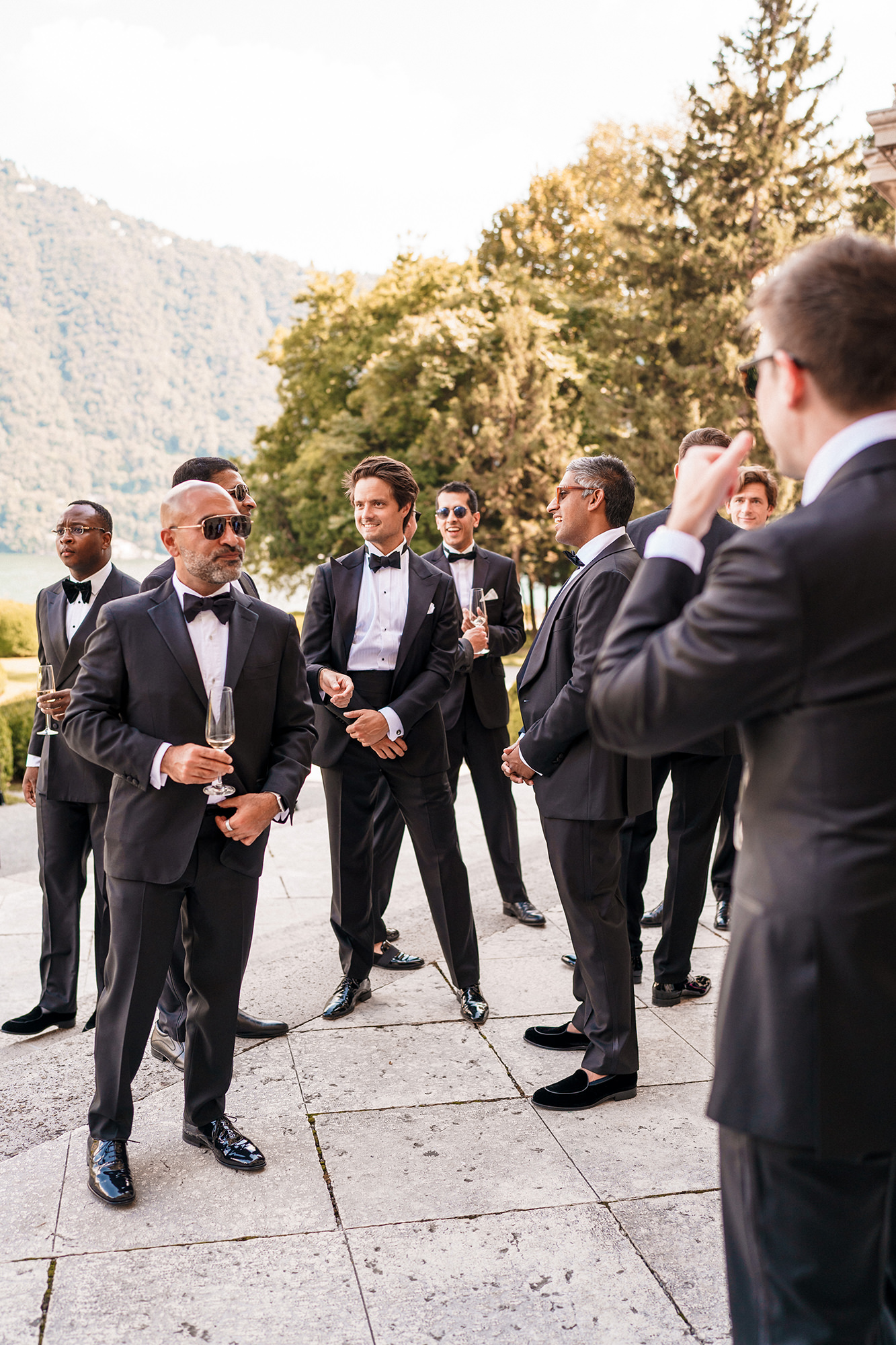 Guests during the outdoor ceremony at Villa Erba