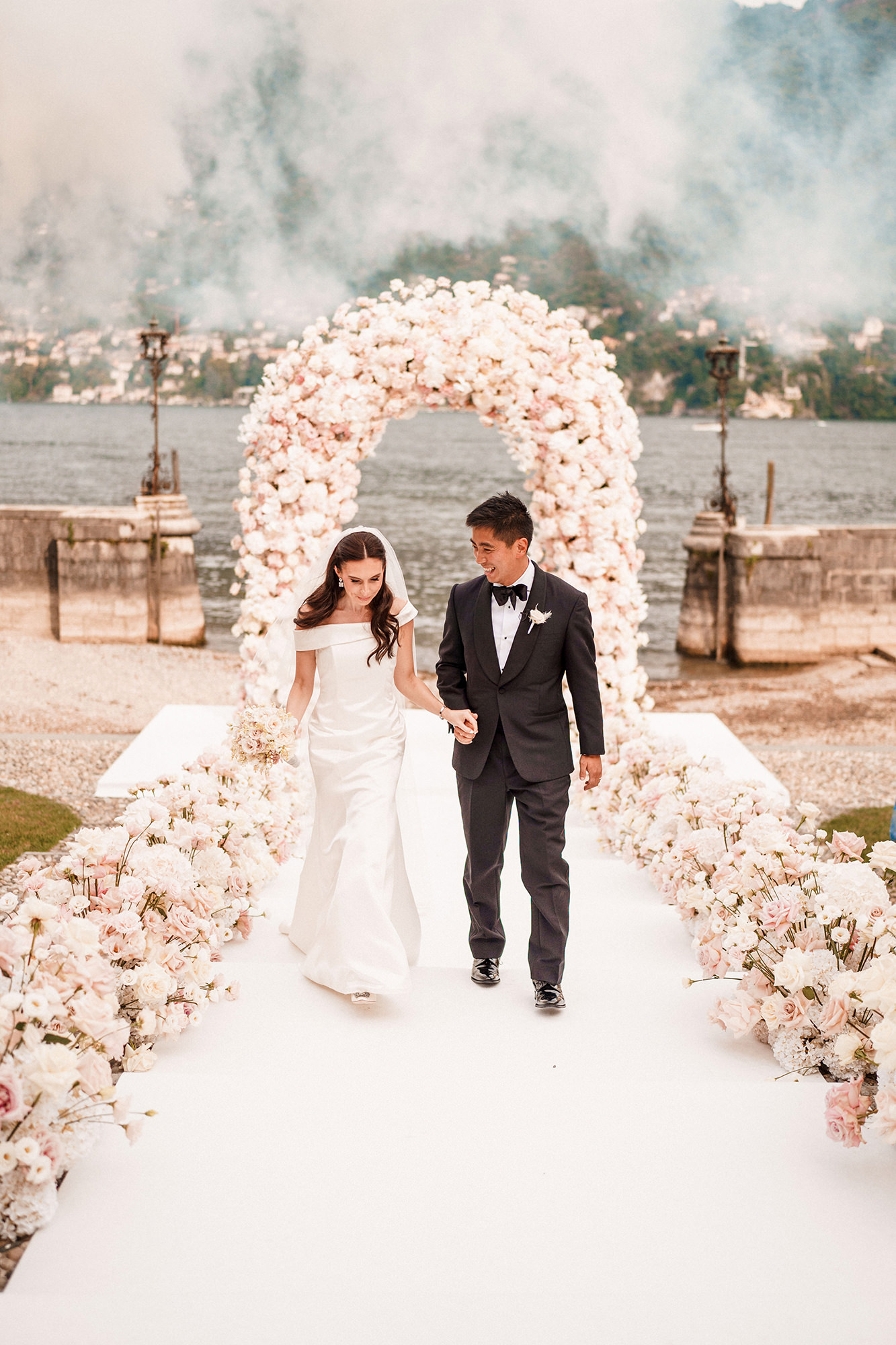 Post-ceremony celebrations at Villa Erba on Lake Como