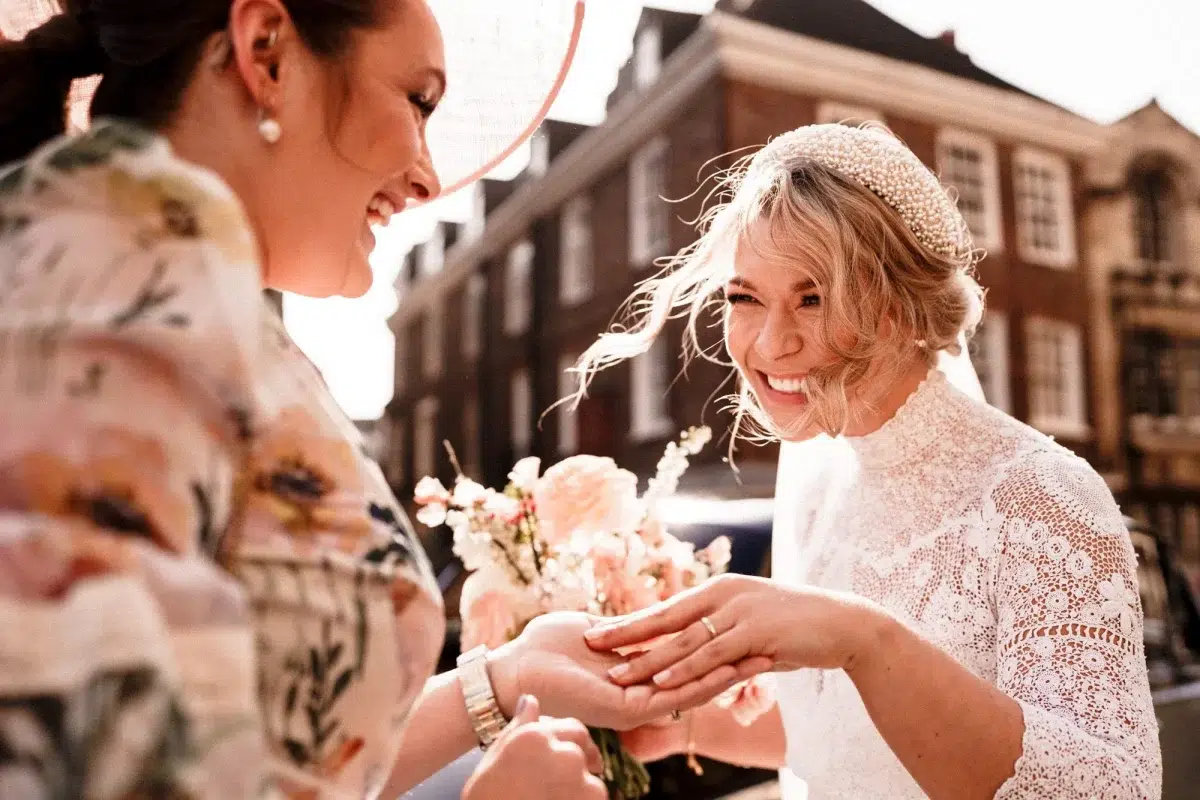 Guests laughing during wedding speeches photo idea